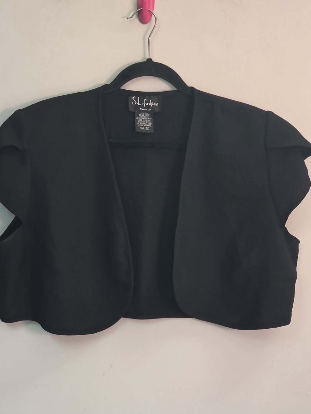 S.L. Fashions Black Cropped Open-Front Bolero Top